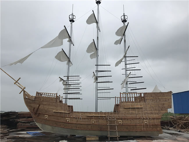 大型戶外景觀裝飾木質海盜船帆船