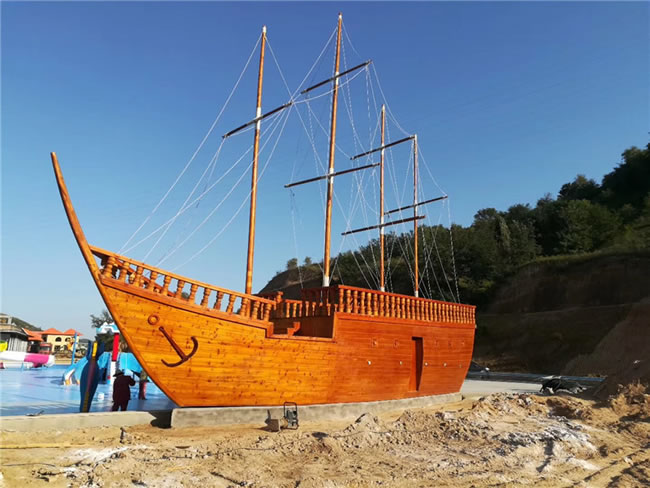 17米大型戶外海盜船木質景觀帆船